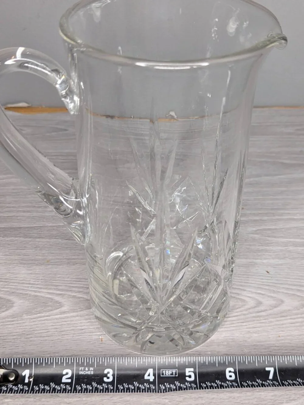 Vintage Sambor Clear Cut Glass Pitcher Classic Crystal-Look Made in Yugoslavia